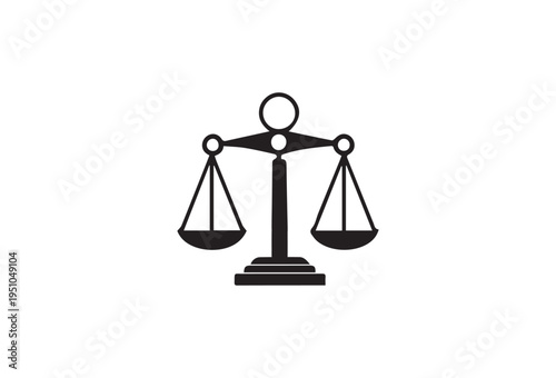 Vector balance scale icon, black on white background