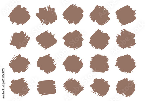 Collection of hand drawn ink brush strokes and paint splatters