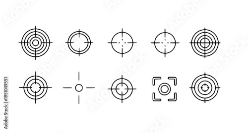 A set of vector graphic target icons in a minimalist flat design style