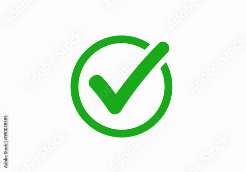 Green check mark in a circle, symbol of confirmation and approval