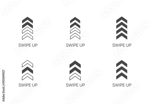 Multiple swipe up gesture icons with chevron arrows and text labels