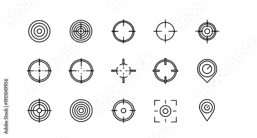 A set of minimalist target icons in a simple line art style
