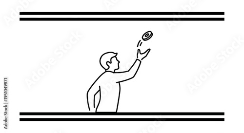 Man Tossing Coin in Air, Decision Making, Chance, Luck, Heads or Tails