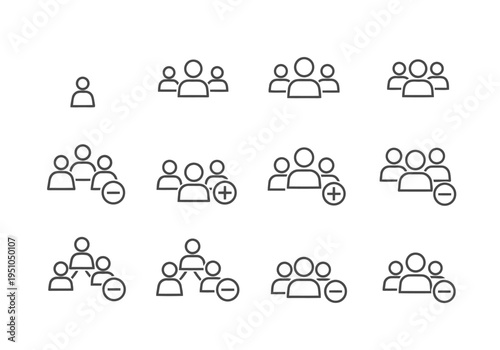 People icons showing group size increase decrease and network structure