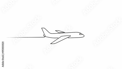 Minimalist Airplane Flying, Single Line Drawing, Travel Concept