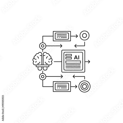 Conceptual illustration of artificial intelligence processing data through a neural network and machine learning algorithms.