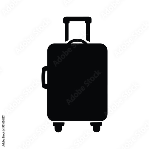 old travel suitcase silhouette isolated on white background