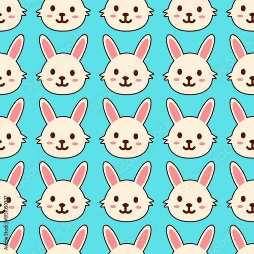 Cartoon Rabbit Head Seamless Pattern Background