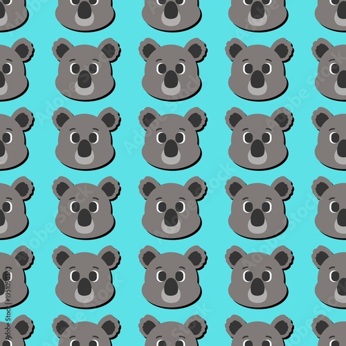 Cartoon Koala Head Seamless Pattern Background