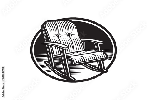 Vector rocking chair icon in black and white
