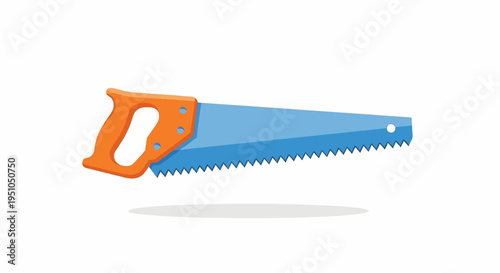 Bright blue hand saw with an orange ergonomic handle, a fundamental tool for woodworking, carpentry, and various cutting tasks.