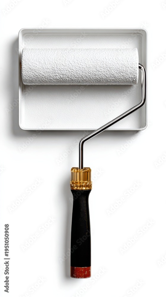Fototapeta premium Refreshing walls with a paint roller on a tray
