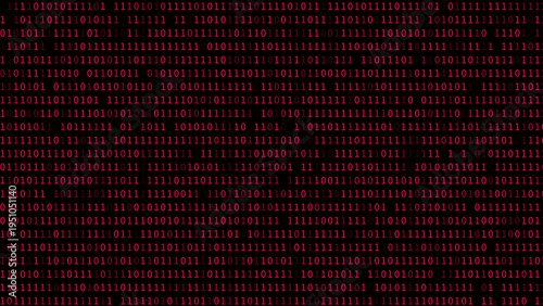 Cyber red binary text data flow technology and programming background