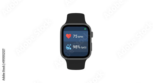 Smartwatch Displaying Heart Rate And Blood Oxygen Levels For Digital Healthcare And Remote Patient Monitoring