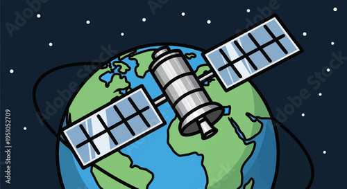 Satellite orbits the Earth in space