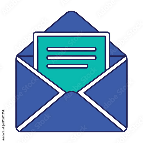 Blue open envelope with letter inside