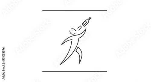 Man juggling a bottle, abstract line art, dynamic movement, celebration, party, fun, sports