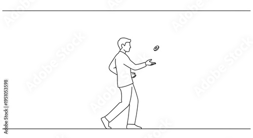 Man in Suit Tossing Coin Mid-Air, Decision Making, Chance, Business Concept