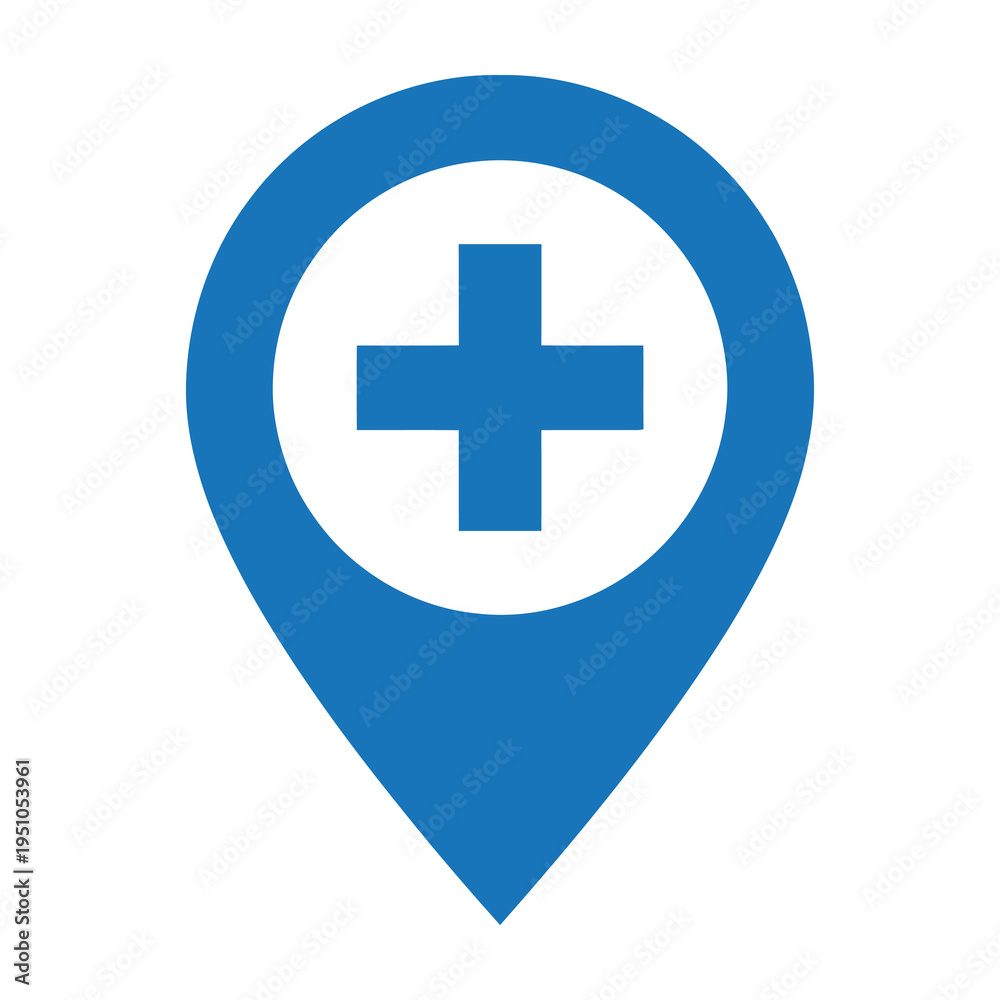 Fototapeta premium Medical location pin icon blue