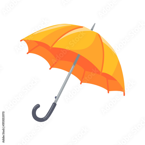 Cheerful Yellow and Orange Umbrella Shielding from Rain, Weather Protection Icon