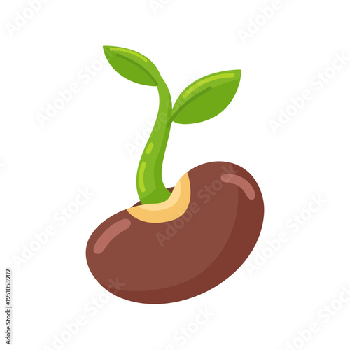 Germinating Seed with Sprout and Leaves Symbol of New Life, Growth and Hope