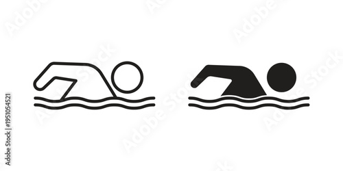 Swimmer icon pack flat vector in outline