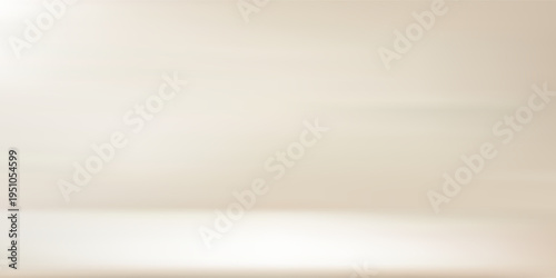 Studio nacre beige background with step and daylight. Neutral colors warm wall product room.