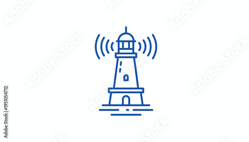 Lighthouse signal beacon, navigation, communication, safety, maritime, technology, vector icon