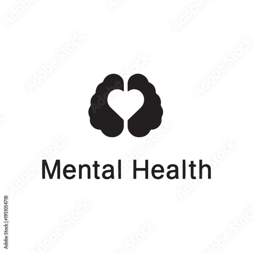Minimalist Brain and Heart Icon for Mental Health Awareness Concept