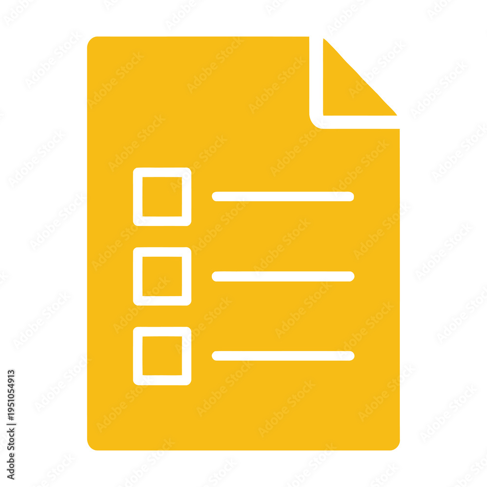 Obraz premium Yellow checklist document icon