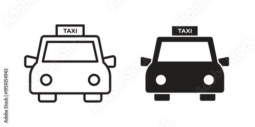 Taxi icon pack flat vector in outline