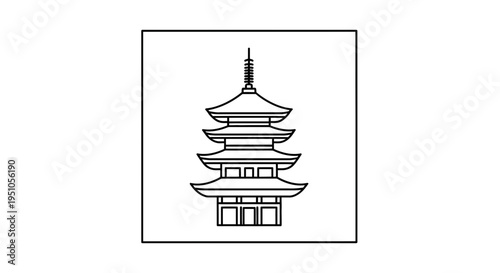Japanese Pagoda Outline Icon, Traditional Asian Architecture, Vector Illustration