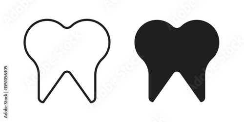Tooth icon pack flat vector in outline