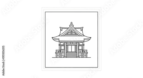 Japanese Temple Outline Icon - Traditional Asian Architecture
