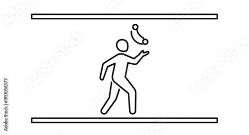 Juggler Performing Tricks with Bananas Between Parallel Lines