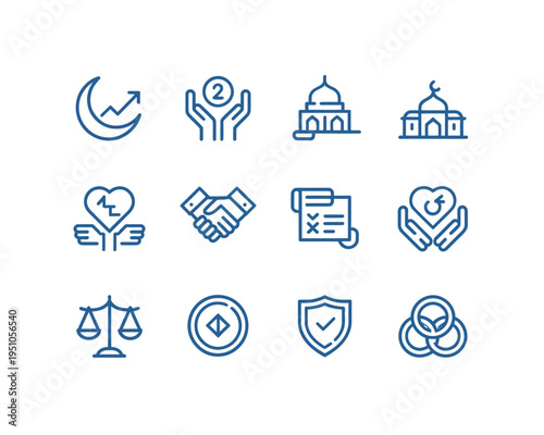 Set of line icons for law and justice concepts