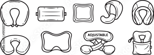 Various types of pillows and their unique designs and shapes Vector