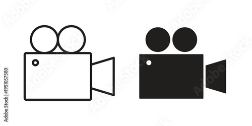Video camera icon pack flat vector in outline