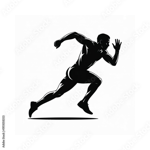 Dynamic silhouette of a male athlete sprinting with power and determination