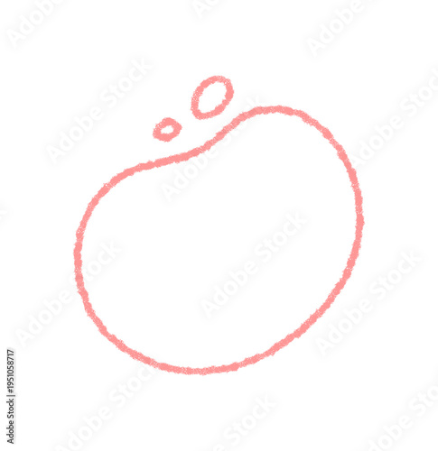 Chalk outline of abstract organic shape in sketched fluid style. Irregular pink blob as frame creates a bubble and soft, modern form. Minimal hand drawn outline with dynamic and rounded look for