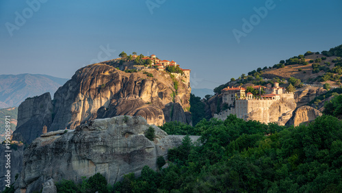 Meteora monasteries in Greece, a UNESCO World Heritage Site at sunrise
