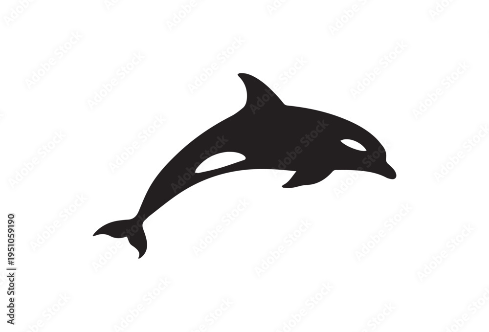 Obraz premium Black orca whale silhouette vector