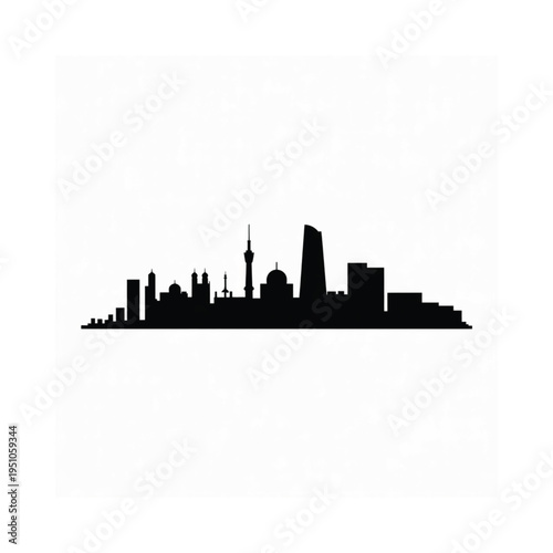 A silhouetted skyline depicting buildings and structures in baku azerbaijan