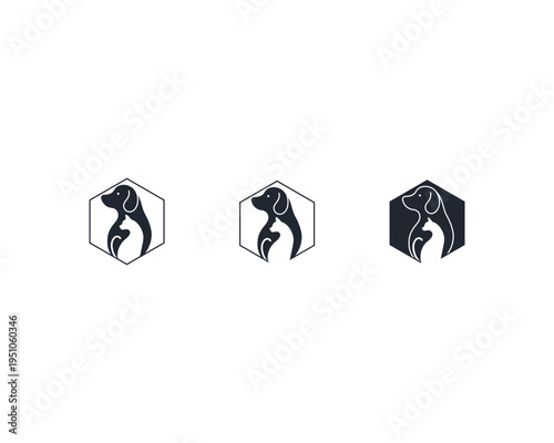 Dog and cat logo design template vector, line of pet logo design suitable for pet shop, store, cafe, business, hotel, veterinary clinic, Domestic animal vector illustration logotype, sign, symbol