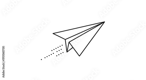 Minimalist Paper Airplane Flying with Dotted Trail, Simple Line Art