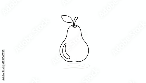 Minimalist Pear Outline with Subtle Water Ripples - Clean Vector Art