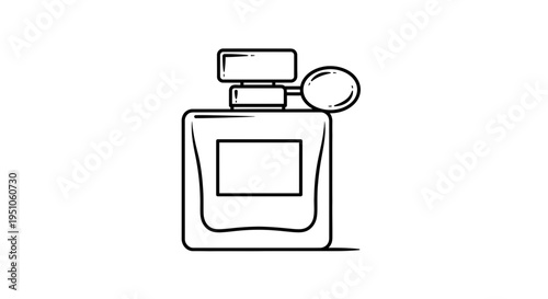 Minimalist perfume bottle icon, elegant fragrance container, simple line art design