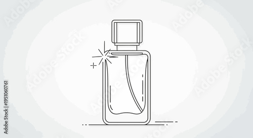 Minimalist perfume bottle line art with sparkle effect