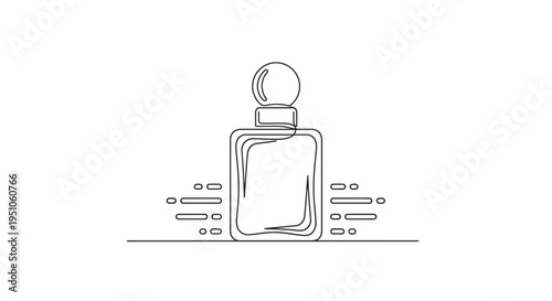 Minimalist Perfume Bottle Line Art with Abstract Elements