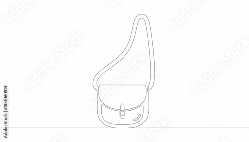 Minimalist Single Line Drawing of a Saddle Bag, Continuous Line Art